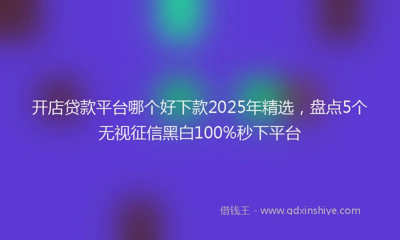 开店贷款平台哪个好下款2025年精选，盘点5个无视征信黑白100%秒下平台