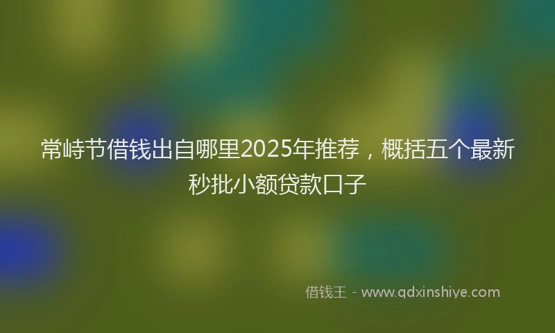 常峙节借钱出自哪里2025年推荐，概括五个最新秒批小额贷款口子