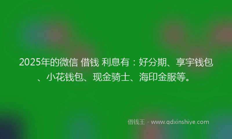 2025年的微信 借钱 利息有：好分期、享宇钱包、小花钱包、现金骑士、海印金服等。