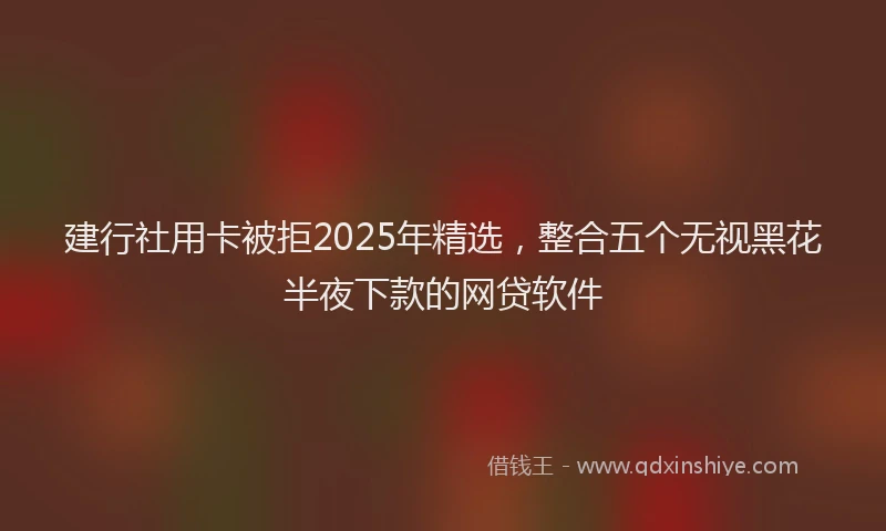 建行社用卡被拒2025年精选，整合五个无视黑花半夜下款的网贷软件