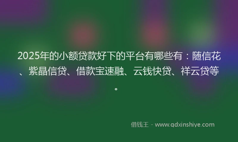 2025年的小额贷款好下的平台有哪些有：随信花、紫晶信贷、借款宝速融、云钱快贷、祥云贷等。