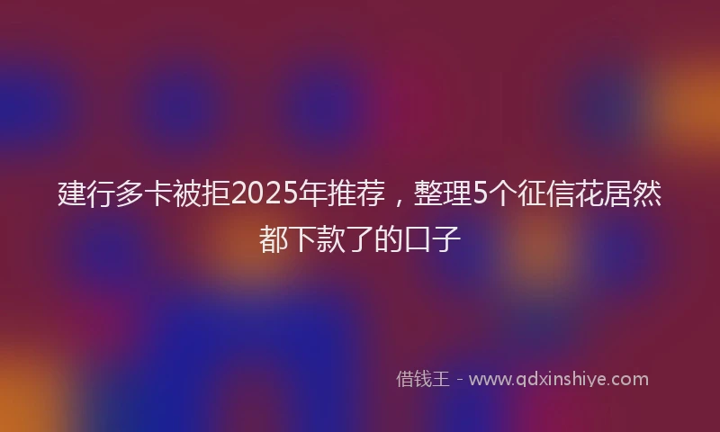 建行多卡被拒2025年推荐，整理5个征信花居然都下款了的口子