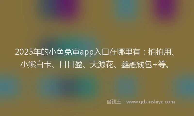 2025年的小鱼免审app入口在哪里有：拍拍用、小熊白卡、日日盈、天源花、鑫融钱包+等。