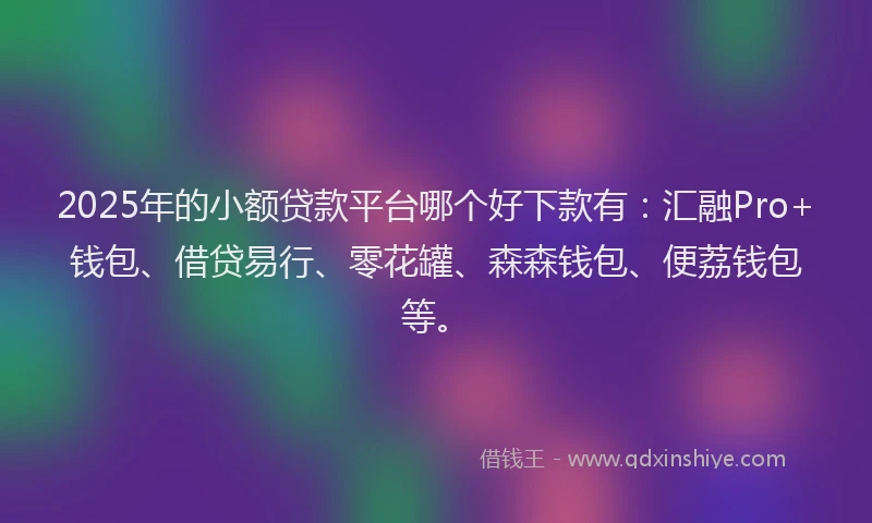 2025年的小额贷款平台哪个好下款有：汇融Pro+钱包、借贷易行、零花罐、森森钱包、便荔钱包等。