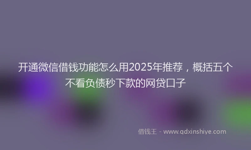 开通微信借钱功能怎么用2025年推荐，概括五个不看负债秒下款的网贷口子