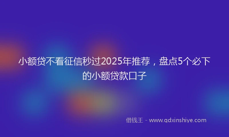小额贷不看征信秒过2025年推荐，盘点5个必下的小额贷款口子