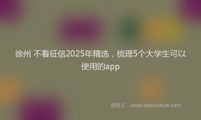 徐州 不看征信2025年精选，梳理5个大学生可以使用的app