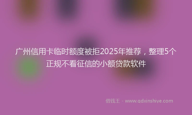 广州信用卡临时额度被拒2025年推荐，整理5个正规不看征信的小额贷款软件