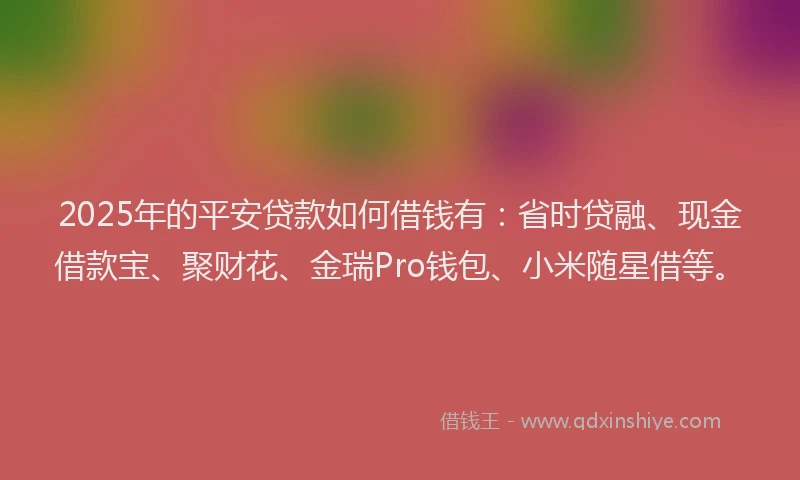 2025年的平安贷款如何借钱有：省时贷融、现金借款宝、聚财花、金瑞Pro钱包、小米随星借等。