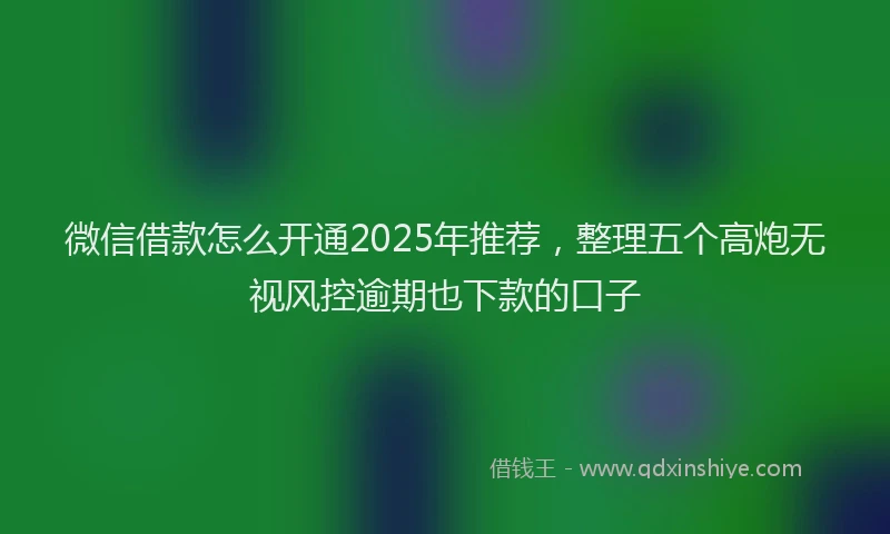 微信借款怎么开通2025年推荐，整理五个高炮无视风控逾期也下款的口子