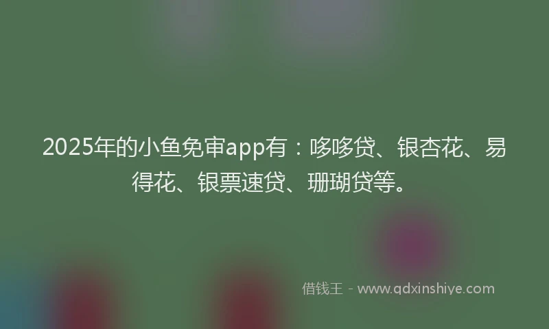 2025年的小鱼免审app有：哆哆贷、银杏花、易得花、银票速贷、珊瑚贷等。