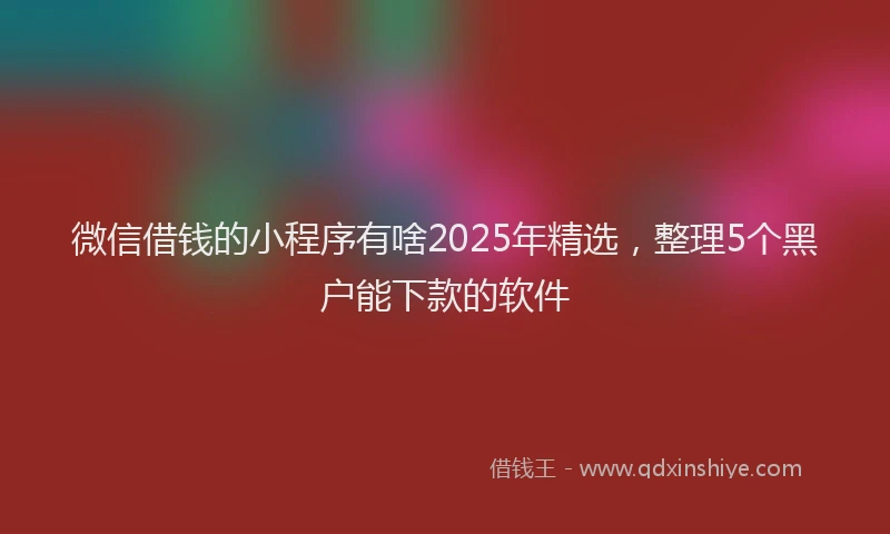 微信借钱的小程序有啥2025年精选，整理5个黑户能下款的软件