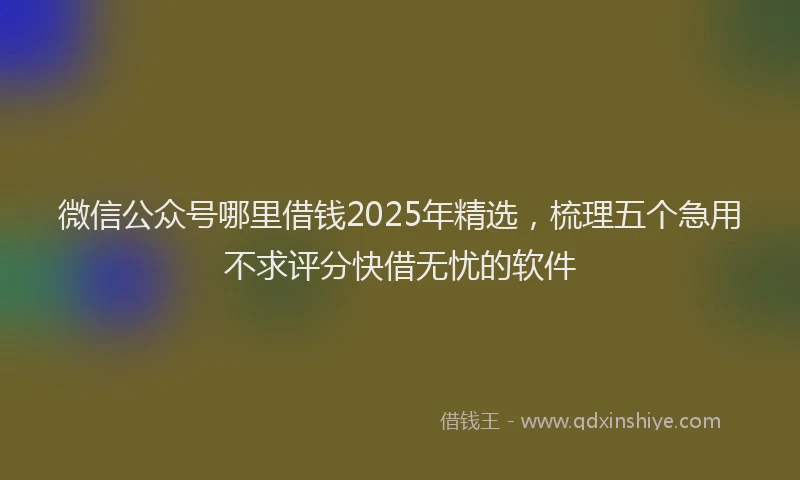 微信公众号哪里借钱2025年精选，梳理五个急用不求评分快借无忧的软件