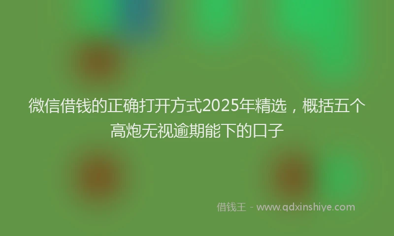 微信借钱的正确打开方式2025年精选，概括五个高炮无视逾期能下的口子