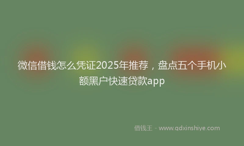 微信借钱怎么凭证2025年推荐，盘点五个手机小额黑户快速贷款app
