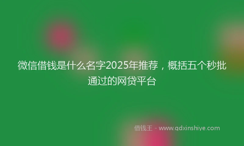 微信借钱是什么名字2025年推荐，概括五个秒批通过的网贷平台