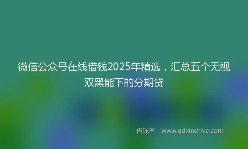微信公众号在线借钱2025年精选，汇总五个无视双黑能下的分期贷