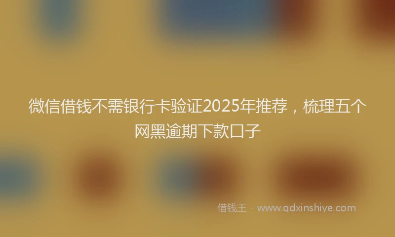 微信借钱不需银行卡验证2025年推荐，梳理五个网黑逾期下款口子