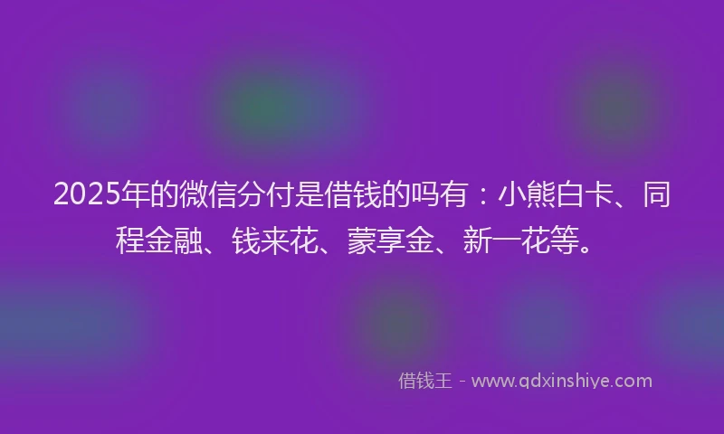 2025年的微信分付是借钱的吗有：小熊白卡、同程金融、钱来花、蒙享金、新一花等。
