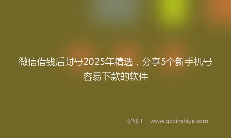微信借钱后封号2025年精选，分享5个新手机号容易下款的软件