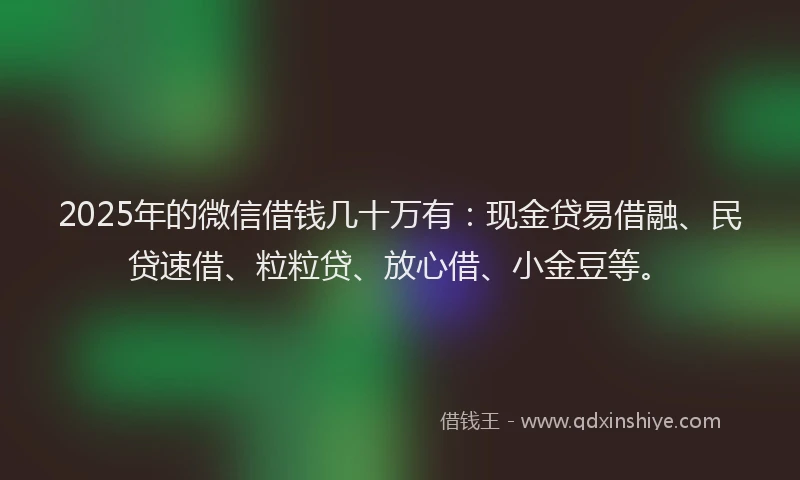 2025年的微信借钱几十万有：现金贷易借融、民贷速借、粒粒贷、放心借、小金豆等。