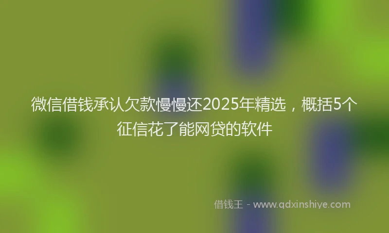 微信借钱承认欠款慢慢还2025年精选，概括5个征信花了能网贷的软件