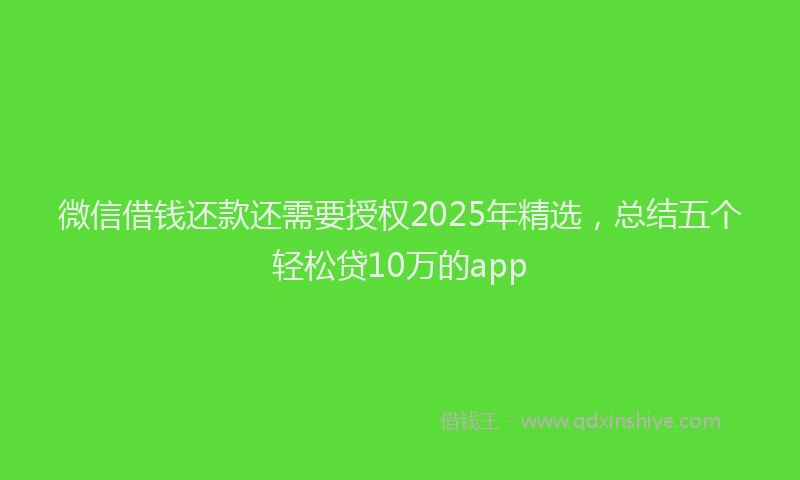 微信借钱还款还需要授权2025年精选，总结五个轻松贷10万的app