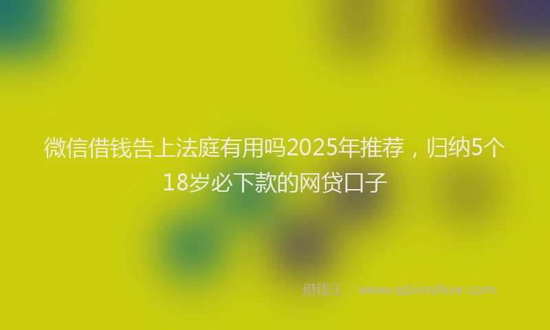 微信借钱告上法庭有用吗2025年推荐，归纳5个18岁必下款的网贷口子