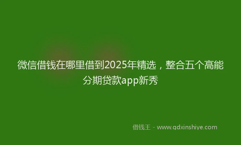 微信借钱在哪里借到2025年精选，整合五个高能分期贷款app新秀