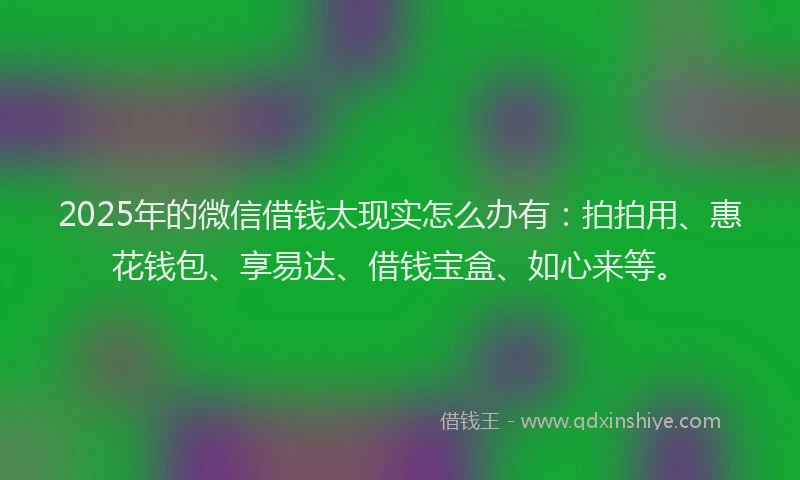 2025年的微信借钱太现实怎么办有：拍拍用、惠花钱包、享易达、借钱宝盒、如心来等。