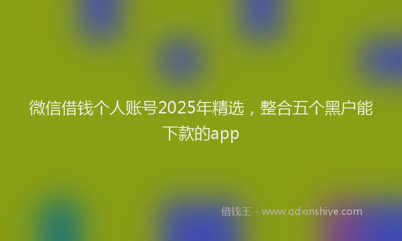 微信借钱个人账号2025年精选，整合五个黑户能下款的app