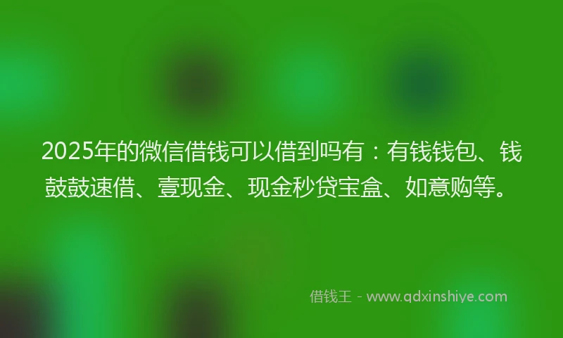 2025年的微信借钱可以借到吗有：有钱钱包、钱鼓鼓速借、壹现金、现金秒贷宝盒、如意购等。