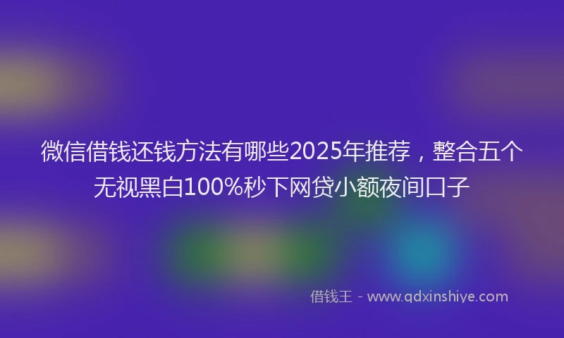 微信借钱还钱方法有哪些2025年推荐，整合五个无视黑白100%秒下网贷小额夜间口子