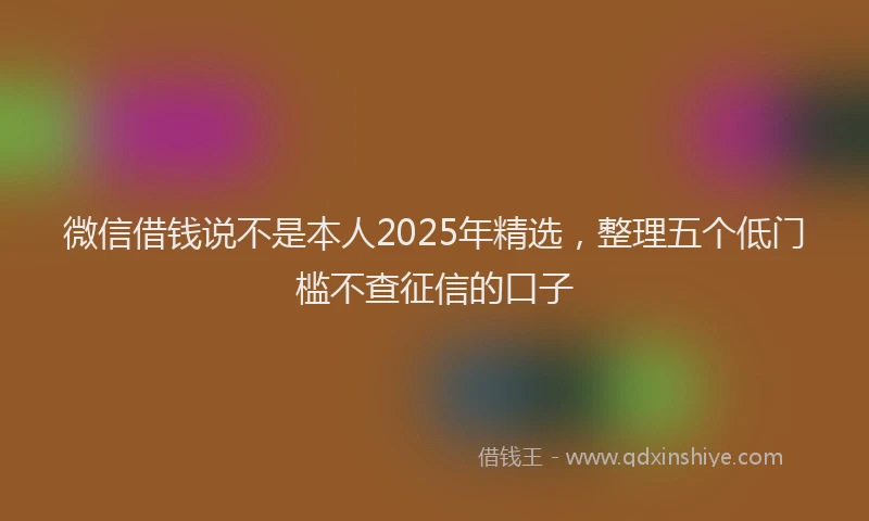 微信借钱说不是本人2025年精选，整理五个低门槛不查征信的口子