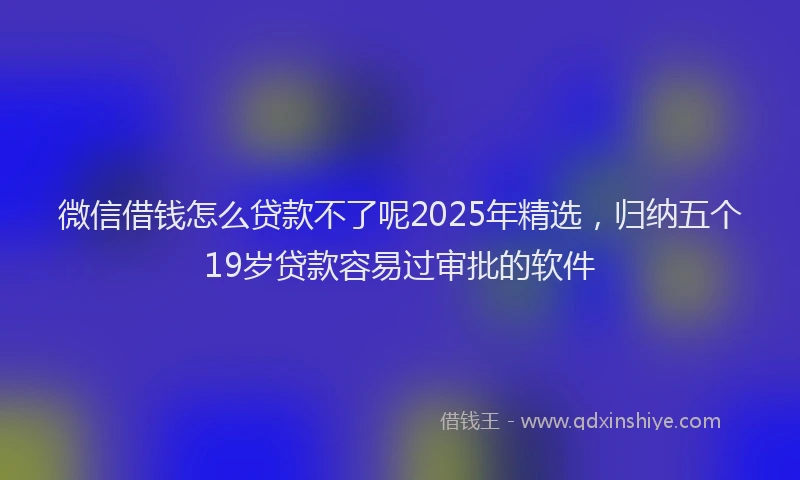 微信借钱怎么贷款不了呢2025年精选，归纳五个19岁贷款容易过审批的软件