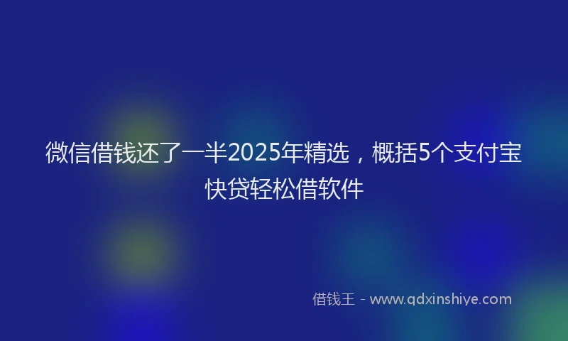 微信借钱还了一半2025年精选，概括5个支付宝快贷轻松借软件