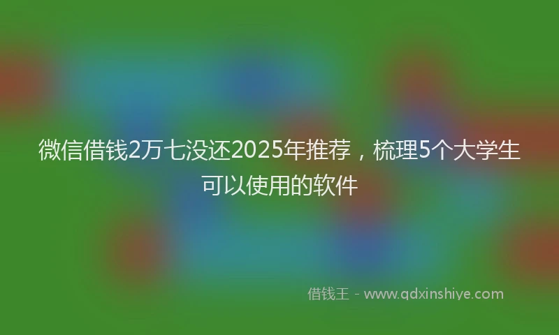 微信借钱2万七没还2025年推荐，梳理5个大学生可以使用的软件