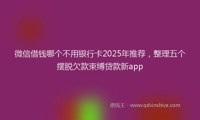 微信借钱哪个不用银行卡2025年推荐，整理五个摆脱欠款束缚贷款新app