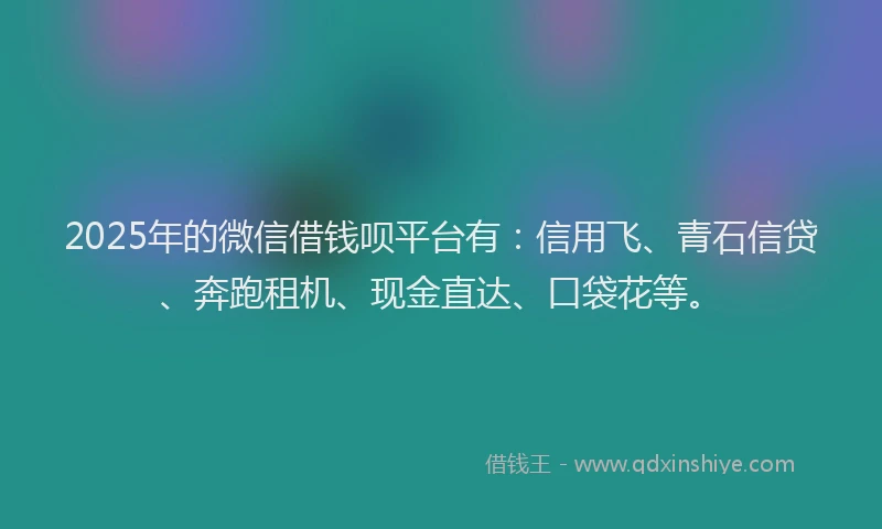 2025年的微信借钱呗平台有：信用飞、青石信贷、奔跑租机、现金直达、口袋花等。