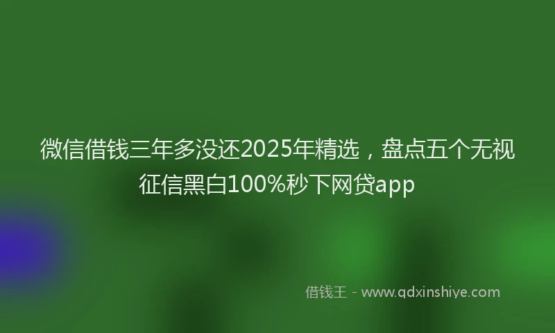 微信借钱三年多没还2025年精选，盘点五个无视征信黑白100%秒下网贷app