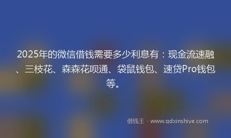 2025年的微信借钱需要多少利息有：现金流速融、三枝花、森森花呗通、袋鼠钱包、速贷Pro钱包等。