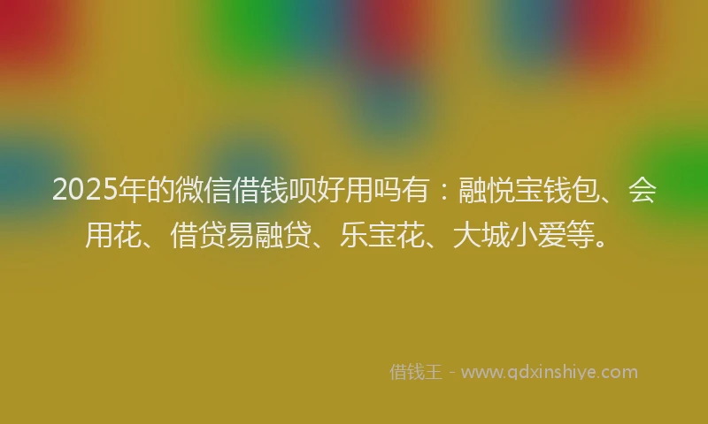 2025年的微信借钱呗好用吗有：融悦宝钱包、会用花、借贷易融贷、乐宝花、大城小爱等。