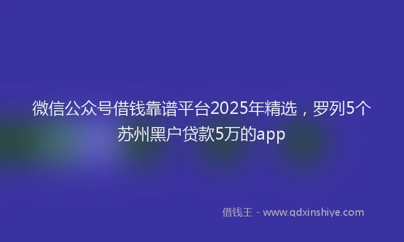 微信公众号借钱靠谱平台2025年精选，罗列5个苏州黑户贷款5万的app
