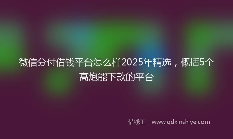 微信分付借钱平台怎么样2025年精选，概括5个高炮能下款的平台