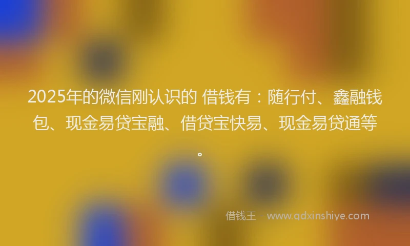 2025年的微信刚认识的 借钱有：随行付、鑫融钱包、现金易贷宝融、借贷宝快易、现金易贷通等。