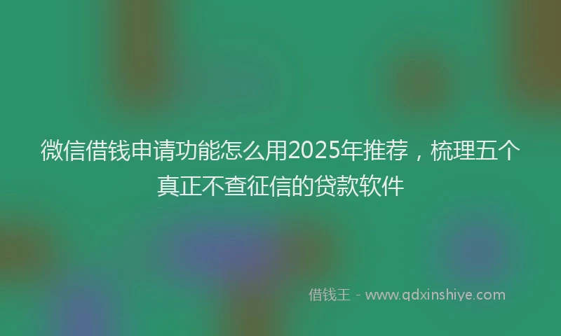 微信借钱申请功能怎么用2025年推荐，梳理五个真正不查征信的贷款软件