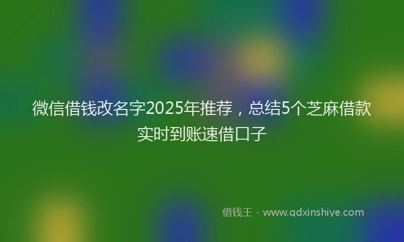 微信借钱改名字2025年推荐，总结5个芝麻借款实时到账速借口子