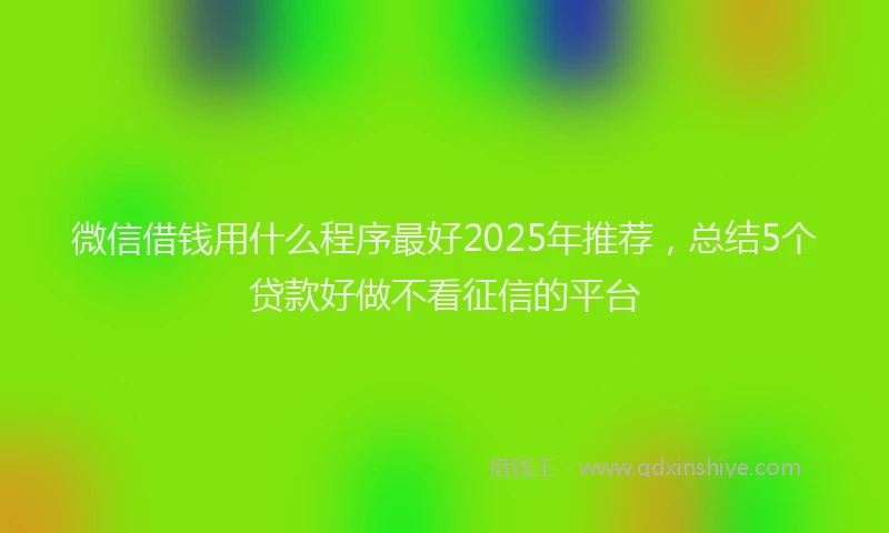 微信借钱用什么程序最好2025年推荐，总结5个贷款好做不看征信的平台