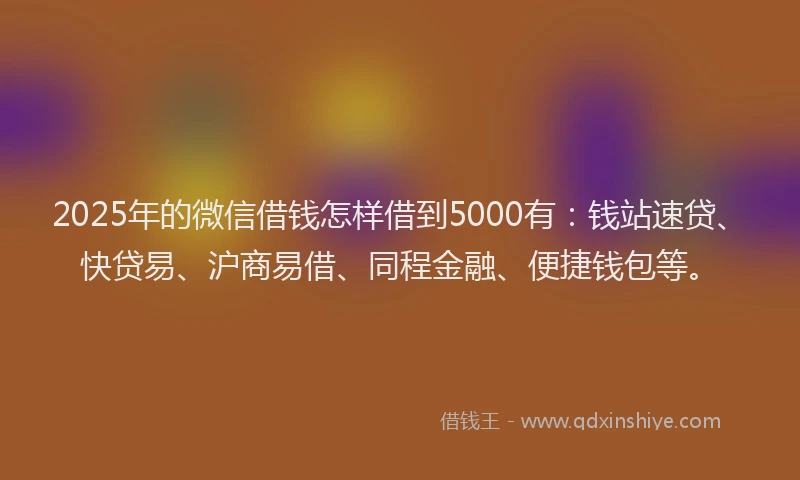 2025年的微信借钱怎样借到5000有：钱站速贷、快贷易、沪商易借、同程金融、便捷钱包等。
