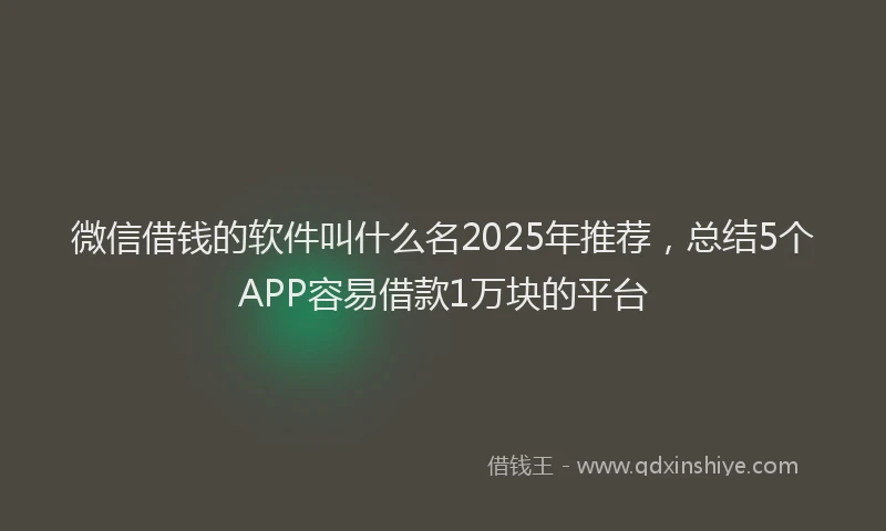 微信借钱的软件叫什么名2025年推荐，总结5个APP容易借款1万块的平台